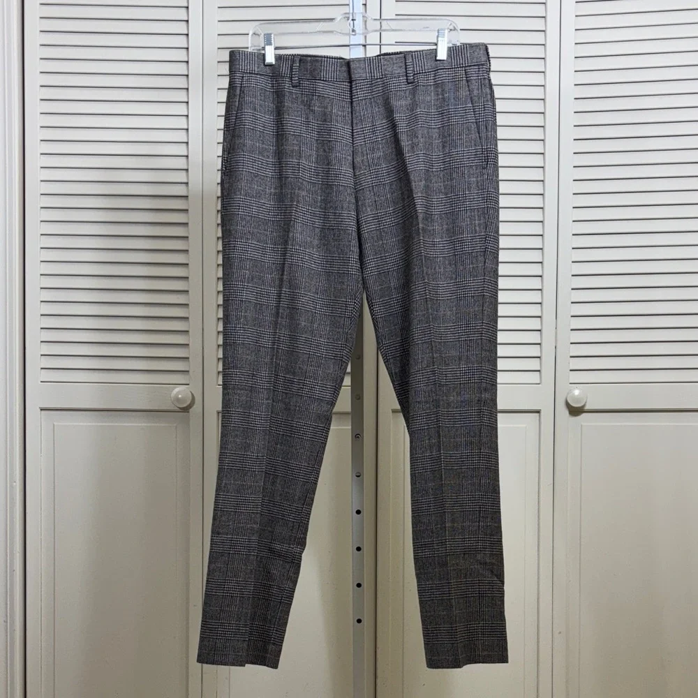 J. Crew Men's Ludlow Checkered English Wool Dress Slim Pants Size 33 x 32